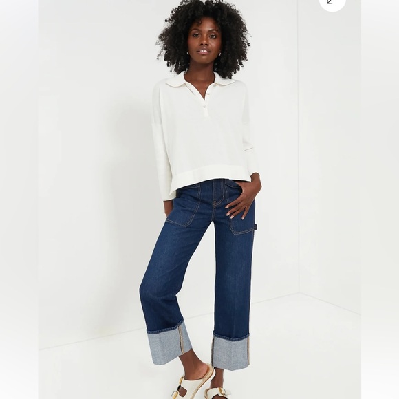 TUCKERNUCK White Clayton Long Sleeve Knit Polo Size XL/XXL Spread Collar NWT - Picture 2 of 13